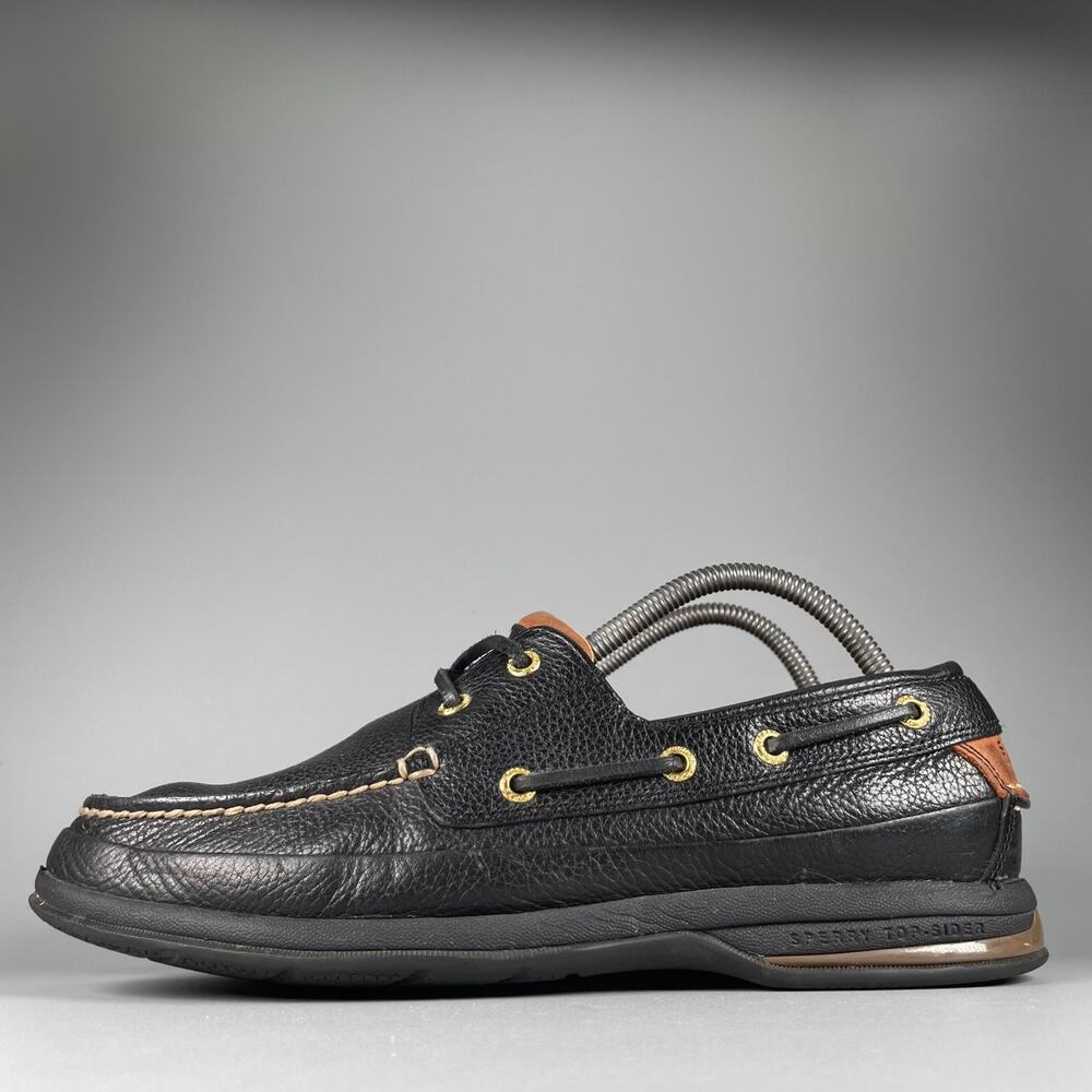 Sperry Top-Sider Gold Cup Men's 9 M Black Leather 2 Eye Boat Shoes Casual GUC